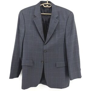 Ralph Lauren Mens 44 XL Wool Houndstooth Windowpane Blazer Sport Coat Blue‎ Grey